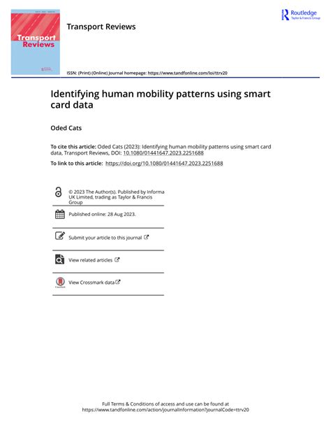 Identifying human mobility patterns using smart card data